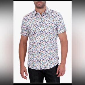 Robert Graham POLAROIDS Shirt $198 Classic Fit Short Sleeve L Mens